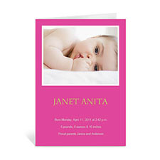 粉紅色的寶寶紀念卡 個性化訂製