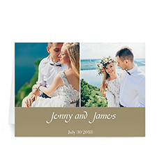 兩圖拼盤米色純色款婚禮卡 個性化訂製