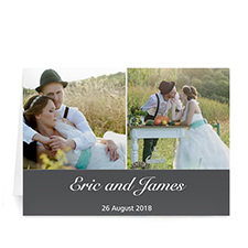 兩幅圖拼盤灰色純款婚禮卡 個性化訂製