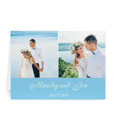 兩幅圖拼盤藍色純款婚禮卡 個性化訂製