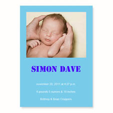 嬰兒藍出生公告，5x7 文具卡