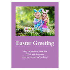 嬰兒紫色復活節邀請函，5x7 文具卡