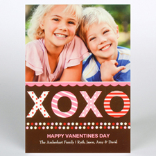 Xoxo 個性化照片情人節卡片，5x7扁平