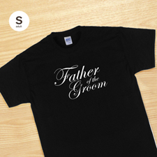 Personalized Script Father Of The Groom 個性化 T 卹，黑色小號