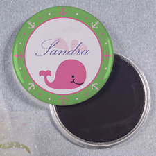 粉色鯨魚圓形磁石貼