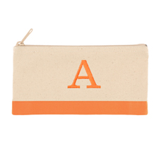 雙色橙色個性化單面刺繡1個字母帆布拉鏈包