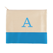 刺繡一個字母藍綠色化妝袋（7.5x9英寸）