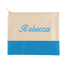 個性化刺繡名字藍綠色化妝袋（7.5x9英寸）