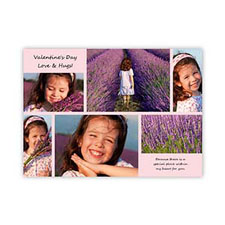 粉色個性化照片情人節卡片，5x7 平