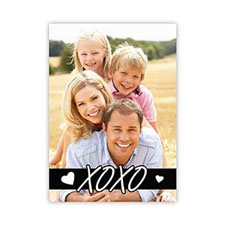 XO 輪廓個性化照片情人節卡片，5x7扁平
