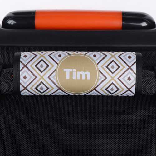 棕色灰色領帶紋個性化行李箱手柄保護套