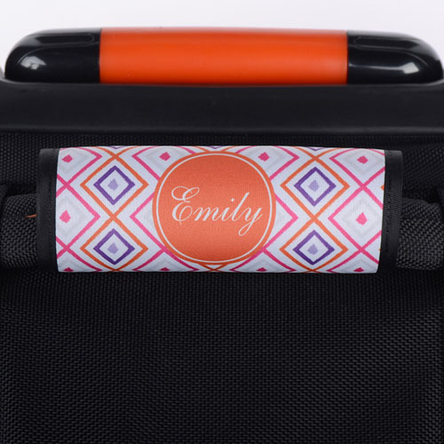 粉色橙色領帶紋個性化行李箱手柄保護套
