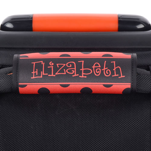 黑色和紅色波點個性化行李箱手柄保護套