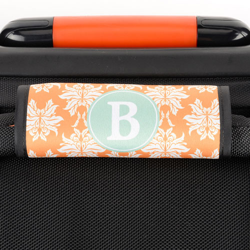 橙色錦緞個性化行李箱手柄保護套