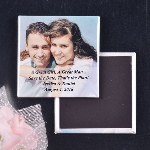 婚禮紀念日照片磁石貼(透明文本框)