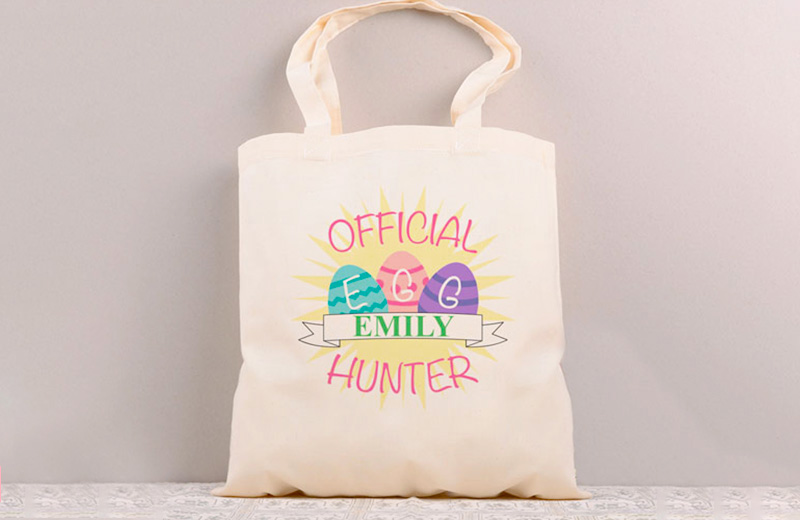 Design Personalized Tote Bags to collect the choccies from the Easter bunny